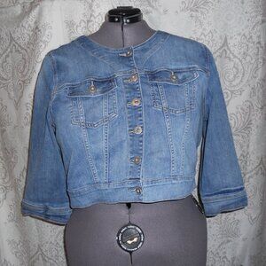 Torrid 3X Cropped Denim Jean Jacket Quarter Sleeves